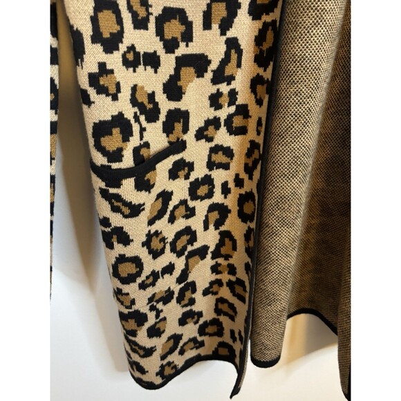 RACHEL ZOE Leopard Print Open Front Hooded Cardigan Women XS Pockets Sweater - Picture 4 of 9